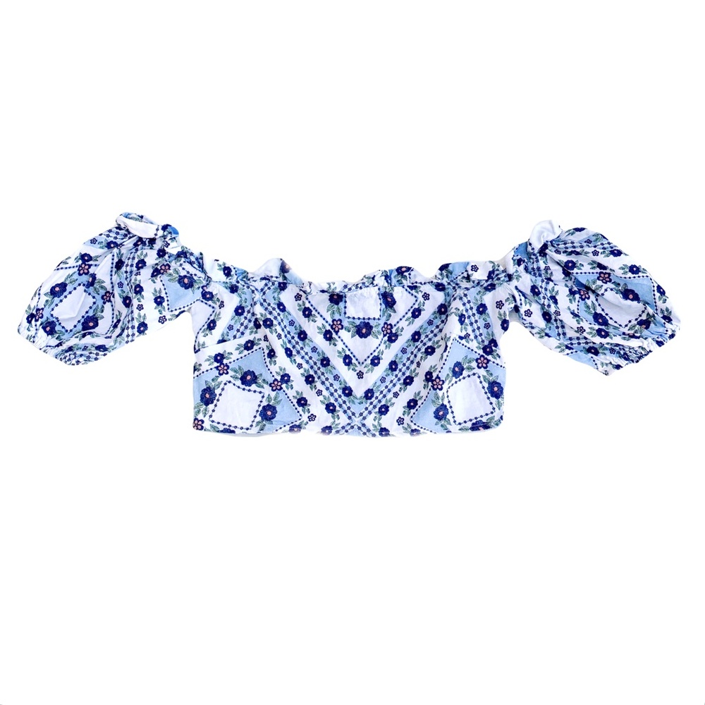 {Tularosa Revolve} Tommy Floral Puff Sleeve Crop Abbot Print